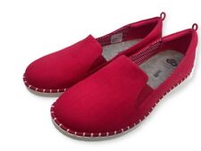 Clarks Shoes Women 9 M Red Step Glow Slip On Loafer Flat Textile Upper NWOB