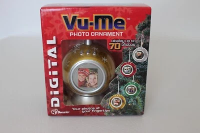 Vu-Me Digital Photo Christmas Ornament 70 Photo Display 1.5" LCD Screen Gold - Image 1 of 4