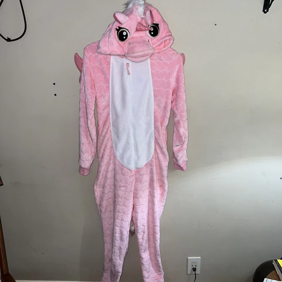 Unisex Adulto Rosa Unicornio con Alas Disfraz Mono Animal Pijama Pequeño Foto 1 de 4