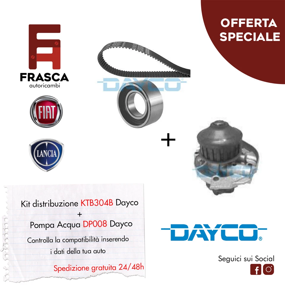 Kit Distribuzione con Pompa Acqua Dayco Fiat Panda 141 750 1000 1100 4x4 Tipo - Immagine 1 di 1