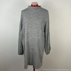 ZARA Basic Gray Sweater Dress Long Sleeve Mock Neck Size Medium - Picture 1 of 9