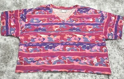 Top corto vintage OP Ocean Pacific para mujer grande rosa floral cuadrado boho años 90 Foto 1 de 4