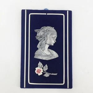 Vintage Peltro Cesellato A Mano Italy Pewter 3D Woman Bust Rose Wall Plaque  - Picture 1 of 10
