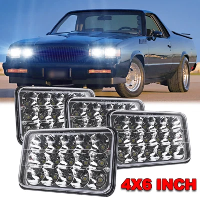For 1982-1987 Buick Regal Electra 4pcs 4X6 "inch LED Headlights Hi/Lo Beam DRL - Image 1 of 4