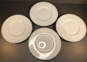 Pfaltzgraff Insalata 6" Piatti Bianco con Striscia Grigia Bordo Set di 4 - Foto 1 di 8