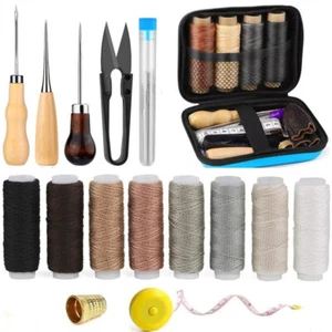 Leather Repair Sewing Kit Upholstery Thread Stitching Sewing Needles Awl Tools - Picture 1 of 23