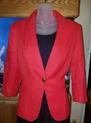 Chaqueta Bob Mackie Nueva Studio Roja Texturizada Talla 10 Foto 1 de 4