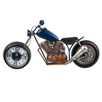 Wall Clock Motorcycle 43 cm Blue 3D Look Detailed Painted Formano 675088 Decorative Clock - Image 1 of 3