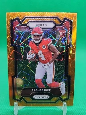 2023 PRIZM FOOTBALL- RASHEE RICE- ORANGE LAZER PRIZM- ROOKIE- CHIEFS - Image 1 of 4