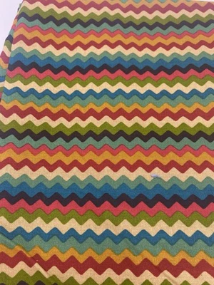 Chevron Zig Zag Fabric Multicolor Retro 70s Inspired Vintage 90s 1.25 Yards - Image 1 of 4