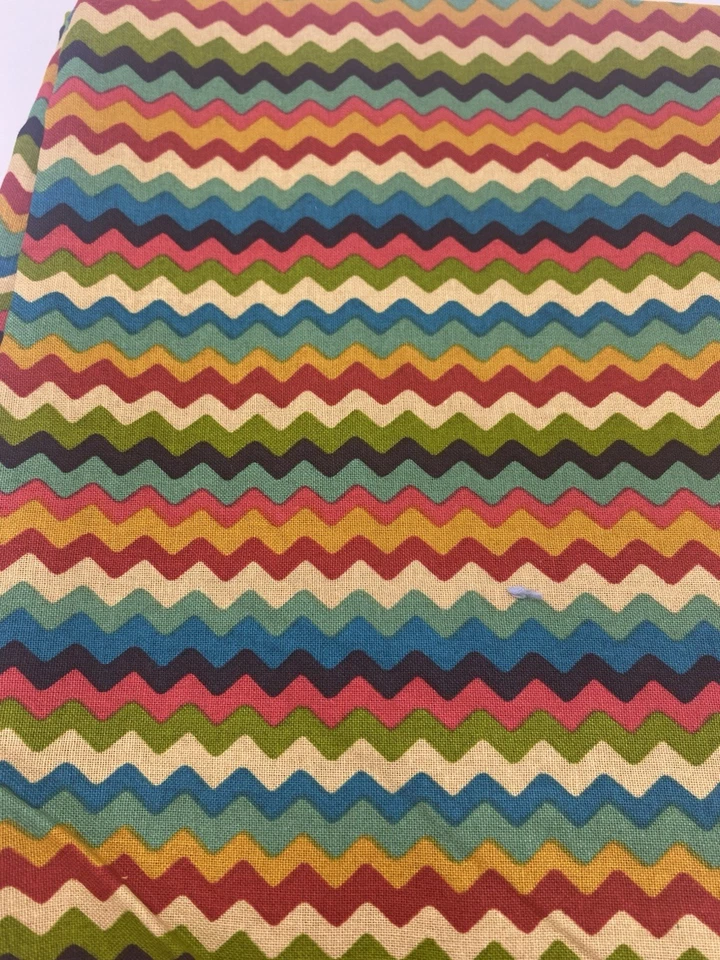 Chevron Zig Zag Fabric Multicolor Retro 70s Inspired Vintage 90s 1.25 Yards - Image 1 of 4