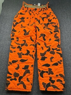 Vtg Walls Blizzard Pruf Insulated Pants Orange Camo Mens Sz L 36-38 Hunting USA - Image 1 of 4