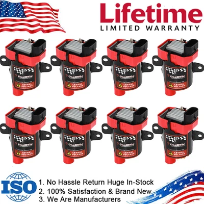 Juego de 8 bobinas de encendido redondas para GMC Chevrolet Silverado 1500 2500 3500 V8 Foto 1 de 4