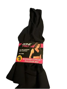 Zone Pro Sports Bra Size 1X Black Seamless Ladies WORK PLAY T24 - Picture 1 of 4