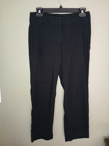 Express Stretch Size 3/4 Black Straight Leg Cuffed Hem Pants Slimming Classic - Picture 1 of 8