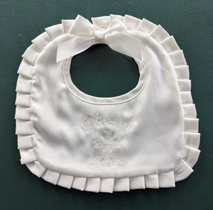 Babero unisex infantil Bearington bebé colección marfil bautizo bautizo con cruz - Imagen 1 de 10