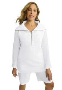 Jessica London Women's Plus Size Gauze Half-Zip Tunic - Picture 1 of 8