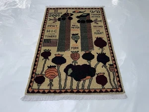 ALFOMBRA TRADICIONAL DE GUERRA AFGANA de 88x62 cm bellamente hecha mini alfombra artesanal #508 - Imagen 1 de 9