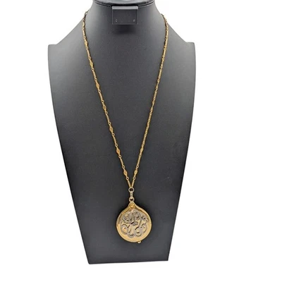 Hattie Carnegie Signed Vintage Two Tone Pendant Magnifying Glass Necklace - Image 1 of 4