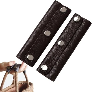 2PCS Leather Luggage Handle Wraps Handbag Grip Protector Free, Black - Picture 1 of 9
