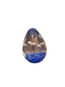 Vintage Retro Art Glass Egg Paperweight Controlled Bubble Drop Droplet - Imagen 1 de 5