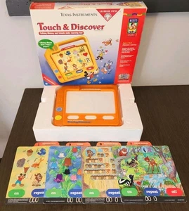 1993 TEXAS INSTRUMENTS Disney TOUCH & DISCOVER 4 Two-Sided Activity Cards WORKS! - Picture 1 of 19