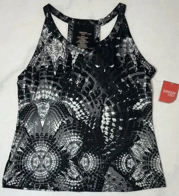 Tanque Danskin Now Abstract Racerback - Negro/Blanco/Gris - LG Foto 1 de 4