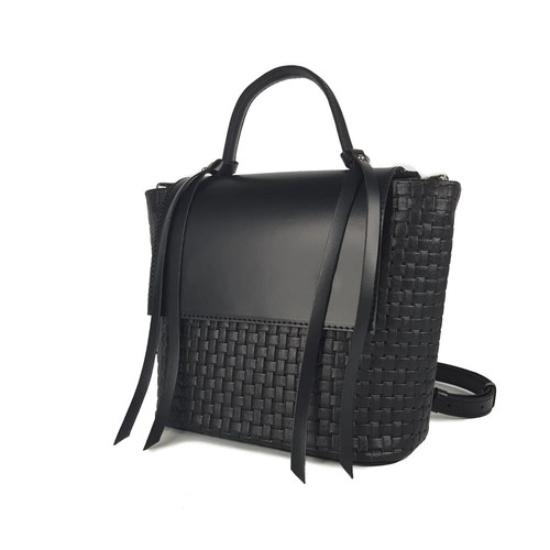 COACH Borsa a mano donna VERA PELLE nera tracolla tessuto goffrato tracolla