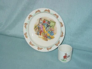 Vintage Royal Doulton Bunnykins Child's Cereal Bowl & Egg Cup - Picture 1 of 8
