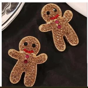 christmas earrings gingerbread fashion jewelry NEW Free Ship 1.2 Inch - Picture 1 of 2
