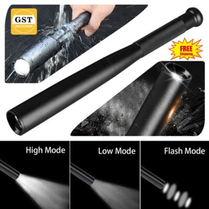 49CM Black Baseball LED Flashlight Security Waterproof Bright Baton Alloy Torch - Picture 1 of 12