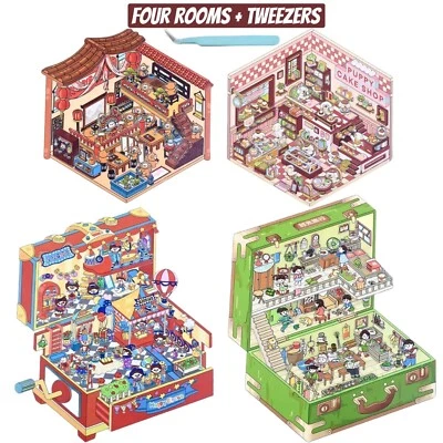 4 (3D) 7.6 x 5.3 Isometric Scene Rooms. Circus, Travel, Cake, and Opera Rooms. - Image 1 of 4