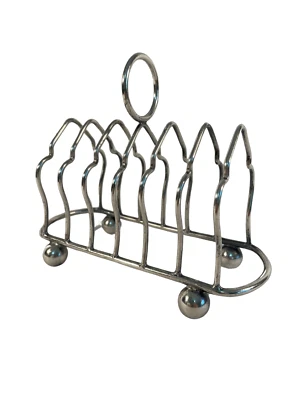 Estante para tostadas vintage inglés plateado de seis ranuras Foto 1 de 4