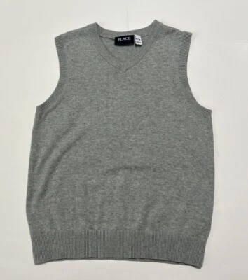 CHILDRENS PLACE Talla M (7/8) Gris Suéter Chaleco Elegante Cómodo Uniforme Escolar Niños Foto 1 de 4