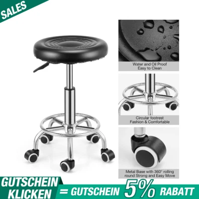 Drehhocker auf Rollen höhenverstellbarer Rollhocker für Kosmetikstudios - Bild 1 von 4