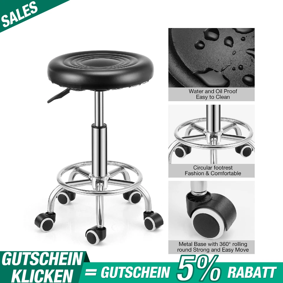 Drehhocker auf Rollen höhenverstellbarer Rollhocker für Kosmetikstudios 18320