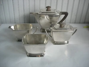 Juego de servicio de té de colección 4 piezas ROGERS BROTHERS Legacy plateado ART DECO c1929 - Imagen 1 de 12