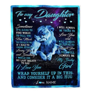 Personalized To My Daughter Blanket from Dad Lion Birthday Custom Fleece Blanket - Picture 1 of 4