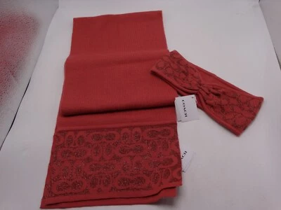 Coach Watermelon Signature Knit Oblong Scarf C5127 & Knit Headband 6918 New - Image 1 of 4