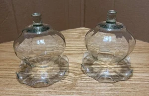 HOMCO 2 Clear Ruffled Glass Peg Votive Cup Sconce Candle Holders VNTG - Picture 1 of 7