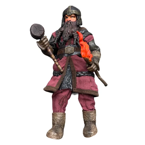 Vintage The Lord of the Rings Gimli 10" Action Figure ROTK 2002 Helmet Hammer Cover