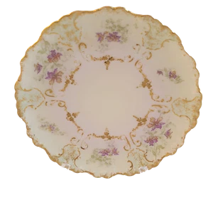 Antique AK CD Limoges France Embossed Porcelain Plate Purple Orchids Gold Trim - Picture 1 of 10