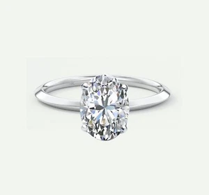 IGI F-G/VS 4 Ct Oval Cut Lab Created Grown 14K White Gold Diamond Solitaire Ring - Picture 1 of 2