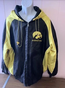 Iowa Hawkeyes Jacket Coat Hooded Full Zip Collegiate Licensed Size XL Black/Yell - Picture 1 of 12