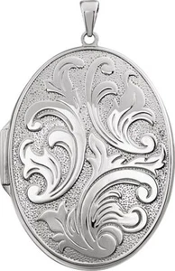 Engravable Embossed Oval Locket In Sterling Silver - Picture 1 of 3