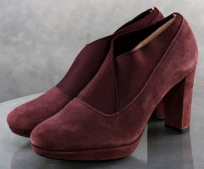 Zapatos cómodos Clarks artesanales para mujer talla 7,5 gamuza ciruela púrpura Foto 1 de 4