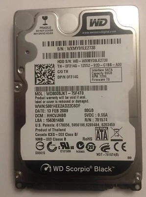 80GB Internal Hard Drive Fujitsu/Hitachi/Samsung/Seagate/ 5400RPM(2.5”) - Image 1 of 4