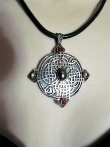 OOAK CELTIC KNOT WARRIORS MEDALLION, STERLING , HEMATITE, CARNELIAN & CITRINE - Picture 1 of 10