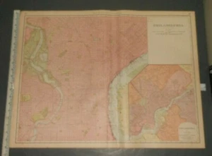 Antique Original Rand McNally Map 27"x20" Philadelphia Pennsylvania - Picture 1 of 1