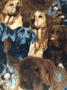 Hunting Dogs David Textiles Fleece Fabric, 60" wide, sold by the yard - Picture 1 of 7